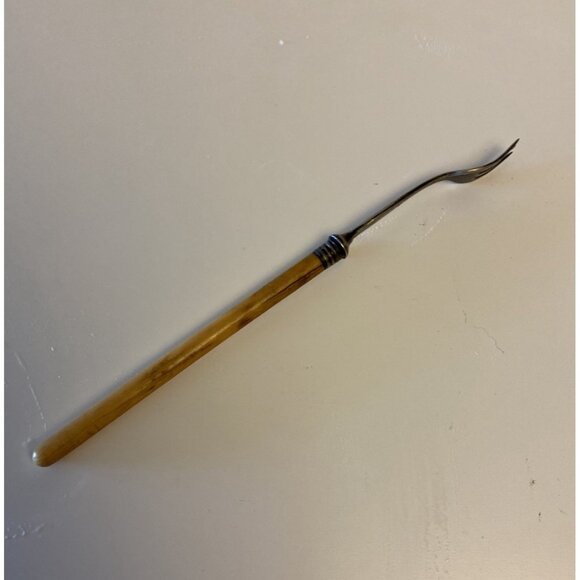 Victorian Antique Pickle Fork Twist Polished Bovine Bone Handle READ - Picture 2 of 10